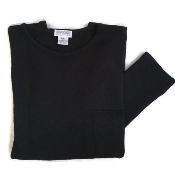 Joan & David Black Wool Long Sleeve Crewneck Knit Sweater L - Picture 6 of 8